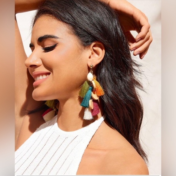 New Bohemian Tribal Tropical Multicolor Tassel Earrings 39$